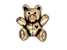 Load image into Gallery viewer, 5Pc Teddy Bear Bead 14mm Gold Plated, Vertical Hole Tierracast Lead Free Pewter Beads -P5683GA - BeadPrism