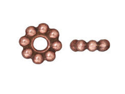 10 Pc Beaded Daisy Large Hole Bead 8mm Antique Copper Finish Tierracast Large Hole Beads - P5689CA - BeadPrism