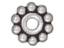 Load image into Gallery viewer, 10 Pc Beaded Daisy Large Hole Bead 10mm Antique Silver Finish Tierracast Large Hole Beads - P5690SA - BeadPrism