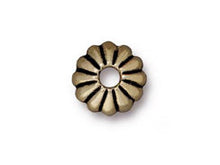 Load image into Gallery viewer, 10 Pc Joy Beadcaps for Large Hole Beads 10mm Oxidized Brass Finish Tierracast Bead Caps - P5696BO - BeadPrism