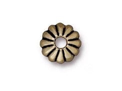 10 Pc Joy Beadcaps for Large Hole Beads 10mm Oxidized Brass Finish Tierracast Bead Caps - P5696BO - BeadPrism