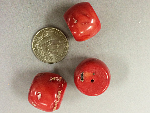 1 pc 20mm Coral Bead, Focal Bead, Large Red Coral Bead, Red Gemstone bead, Tibet Bead - SCO-FB - BeadPrism