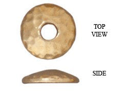 10Pc Hammertone Beadcaps 10mm Bright Gold Finish Tierracast Bead Caps - P5695GB - BeadPrism