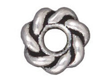 Load image into Gallery viewer, 10 Pc Twisted Large Hole Bead 8mm Antique Silver Finish Tierracast Large Hole Beads - P5707SA - BeadPrism