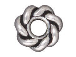 10 Pc Twisted Large Hole Bead 8mm Antique Silver Finish Tierracast Large Hole Beads - P5707SA - BeadPrism
