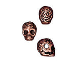 5 Pc Rose Skull Bead Horizontal Hole 10mm Antique Copper Finish Tierracast Large Hole Bead - P5715CA