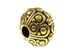 5 Pc Oasis Large Hole Bead 10mm Antique Gold Finish Tierracast Large Hole Beads - P5716GA - BeadPrism