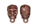 5 Pc Rose Skull Bail with 6.3mm Hole 17x9mm Antique Copper Finish Tierracast Bails - P5729CA