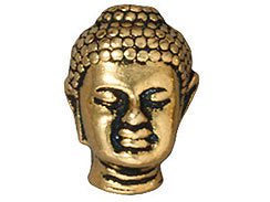 5 Pc Buddha Bead 13.5x10mm Antique Gold Finish Tierracast Large Hole Beads - P5718GA - BeadPrism