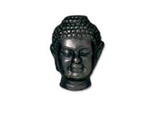 Load image into Gallery viewer, Buddha Head Bead Black Finish, 1/2 inch, TierraCast Lead Free Pewter,  Large Hole - P5718BK - BeadPrism
