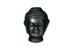 Buddha Head Bead Black Finish, 1/2 inch, TierraCast Lead Free Pewter,  Large Hole - P5718BK - BeadPrism