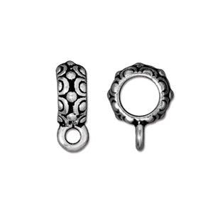 10 Pc Oasis Bail with 6.3mm Hole 13x4mm Antique Silver Finish Tierracast Bails - P5727SA - BeadPrism