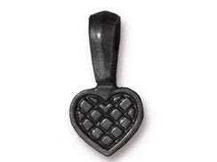 10 Pc Glue in Heart Bail with Glue Pad 20x10mm Black Finish Tierracast  - P5733BK - BeadPrism