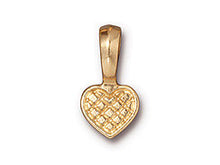Load image into Gallery viewer, 10 Pc Heart Glue Pad Bail  20x10mm Bright Gold Finish Tierracast Glue-In Bails - P5733GB - BeadPrism