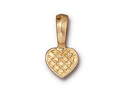 10 Pc Heart Glue Pad Bail  20x10mm Bright Gold Finish Tierracast Glue-In Bails - P5733GB - BeadPrism