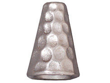 Load image into Gallery viewer, 5 Pc Tall Cones Hammered Beadcaps, 13x9mm Bright Rhodium, 1.25mm hole Tierracast 94-5736 - P5736RB - BeadPrism