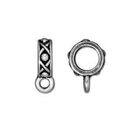 10 Pc Legend Bail with 6.3mm Hole 14x3mm Antique Silver Finish Tierracast Bails - P5725SA - BeadPrism
