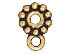 10 Pc Beaded Large Hole Bead with Loop 8.5x2mm Antique Gold Finish Tierracast Beads - P5747GA - BeadPrism