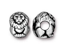 Load image into Gallery viewer, 5 Pc Lion EuroBead 10x10mm Antique Silver Finish Tierracast EuroBeads - P5766SA - BeadPrism