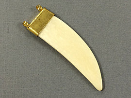 Ivory Cream Bone Horn Tusk Pendant with Brass Cap - HP105 - BeadPrism