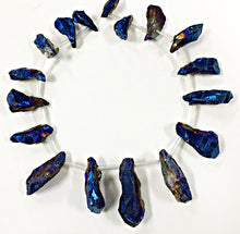 Load image into Gallery viewer, 25%OFF Blue titanium Coated Quartz Nuggets Top drilled Full 17 Crystals per strand Graduated STIQ106 - BeadPrism