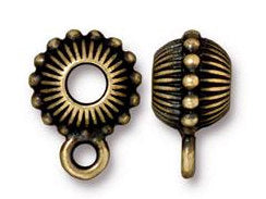 5Pc Bail Bead Beaded Crown 11mm Oxidized Antique Brass Finish Tierracast findings -P5759BO - BeadPrism