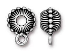 Load image into Gallery viewer, 5 Pc Beaded Crown Bail Bead 11x15mm Antique Silver Finish Tierracast Bails - P5759SA - BeadPrism