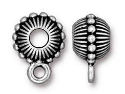 5 Pc Beaded Crown Bail Bead 11x15mm Antique Silver Finish Tierracast Bails - P5759SA - BeadPrism