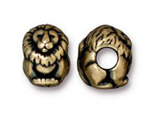Load image into Gallery viewer, 5 Pc Lion EuroBead 10x10mm Oxidized Brass Finish Tierracast EuroBeads - P5766BO - BeadPrism