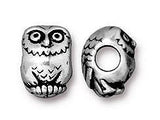5 Pc Owl EuroBead 12x9mm Antique Silver Finish Tierracast EuroBeads - P5767SA