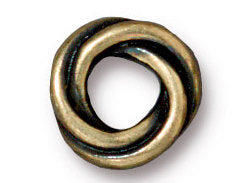 10 Pc 10mm Twisted Spacer Bead Oxidized Brass Finish Tierracast Spacer Beads - P5769BO - BeadPrism