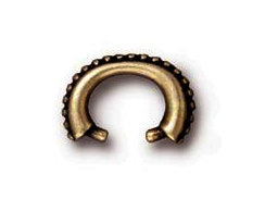 10 Pc Beaded Pinch Bail 13mm Oxidized Brass Finish Tierracast Bails - P5781BO - BeadPrism