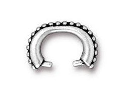 10 Pc Beaded Pinch Bail 15mm Antique Silver Finish Tierracast Bails - P5782SA - BeadPrism