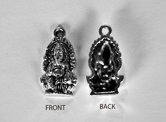4 Pc Ganesh Charms Pendant, Antique Silver Finish, 1 Inch - PBF373 - BeadPrism