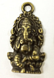 4 Pc  Ganesha Charms Pendant, Antique Brass Finish, 1 Inch  - PBF374 - BeadPrism