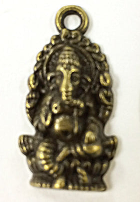 4 Pc  Ganesha Charms Pendant, Antique Brass Finish, 1 Inch  - PBF374 - BeadPrism