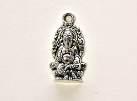 4 Pc Ganesh Charms Pendant, Antique Silver Finish, 1 Inch - PBF373 - BeadPrism