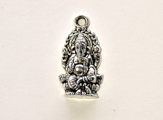 4 Pc Ganesh Charms Pendant, Antique Silver Finish, 1 Inch - PBF373 - BeadPrism