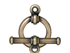 5 Sets Toggle Clasp Set 12mm Round 19mm Bar Oxidized Brass Finish Tierracast Toggle Clasps - P6016BO - BeadPrism