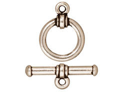 5 Sets Toggle Clasp Set 12mm Round 19mm Bar Antique Silver Finish Tierracast Toggle Clasps - P6016GA - BeadPrism