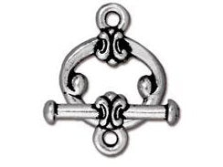 5 Sets Classic Toggle Clasps 12mm Round 16mm Bar Antique Silver Finish Tierracast -P6045SA - BeadPrism