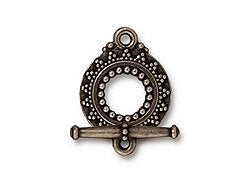 3 Sets Bali Toggle Clasps 16.5mm Round 20mm Bar Oxidized Brass Finish,  Tierracast Pewter - P6061BO - BeadPrism