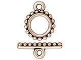 5 Sets Small Beaded Toggle Clasps 10mm Round 15mm Bar Antique Silver Finish Tierracast - P6079SA