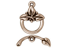 3 Sets Three Leaf Toggle Clasps 19mm Round 22mm Bar Antique Silver Finish Tierracast - P6103SA - BeadPrism