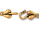 5 Sets Hook and Eye Clasps Leaf 17x8mm Antique Gold Finish Tierracast - P6109GA