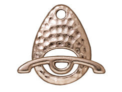 3 Sets Hammered Toggle Clasps 22x17mm Round 24mm Bar Bright Rhodium Finish Tierracast - P6115RB - BeadPrism