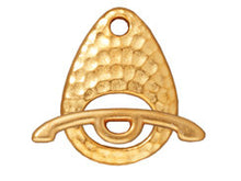 Load image into Gallery viewer, 3 Sets Hammered Toggle Clasps 22x17mm Round 24mm Bar Bright Gold Finish Tierracast - P6115GB - BeadPrism