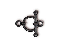 Load image into Gallery viewer, 3 Sets Anna Toggle Clasps 12mm Ring 21mm Bar Black Finish Tierracast Toggle Clasps - P6154BK - BeadPrism