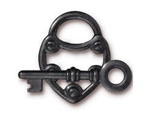 Load image into Gallery viewer, 3 Sets Lock and Key Toggle Clasps 19mm Ring 31mm Bar Black Finish Tierracast Toggles - P6170BK - BeadPrism