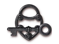 3 Sets Lock and Key Toggle Clasps 19mm Ring 31mm Bar Black Finish Tierracast Toggles - P6170BK - BeadPrism